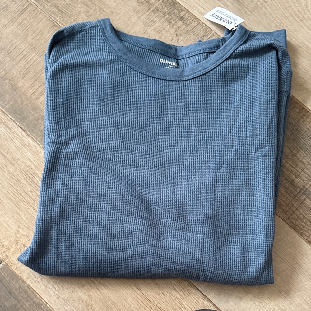 Old Navy Men's Long Sleeve Waffle Tee - Slate Blue